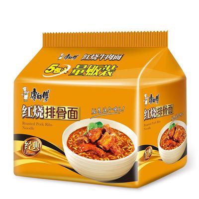 康师傅红烧排骨面100g*5袋 方便面泡面 มาม่าคังชีฟู ซี่โครงหมูตุ๋น